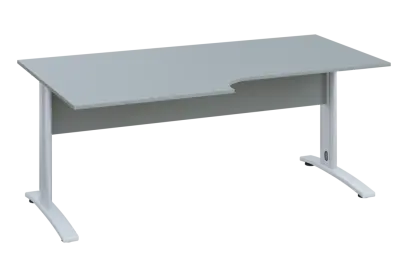 ERK 28 - 188 stůl kancelářský, rohový, levý, kovová podnož bílá, deska 25 mm, široký 1800 mm, šedá